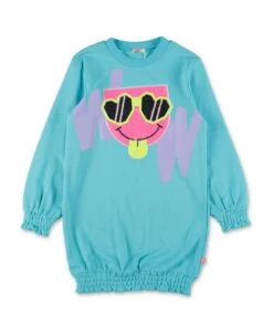 Billieblush Abito Azzurro In Felpa Di Misto Cotone Bambina