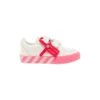 Off-White White Low Top Velcro Sneakers With Zip Tie Logo Detail In Leather Girl