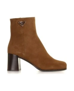 Prada Suede Ankle Boot With Logo