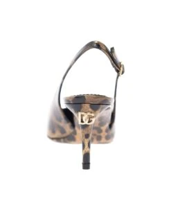 Dolce & Gabbana 'lollo' Brown Slingback Pumps With All-over Leo Print And Dg Patch In Shiny Leather Woman -Italist Store 61ca3b44cd08b243b534d230d2b99776