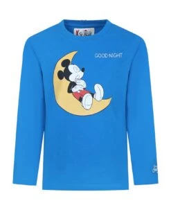 MC2 Saint Barth Blue Pajama T-shirt For Boy With Mickey Mouse Print