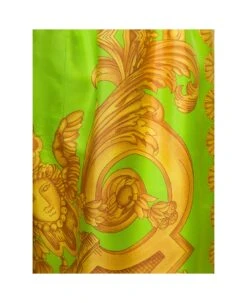Versace Green And Gold Shorts With All-over Barrocco Print In Silk Man -Italist Store 63c231aba46efdb88c18c020a1809d35