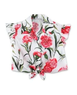 Dolce & Gabbana Carnation-print Poplin Shirt