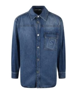 Valentino Garavani Embossed Vlogo Signature Denim Shirt