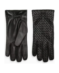 Bottega Veneta Brown Woven Leather Gloves