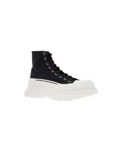 Alexander McQueen Black 'tread Slick' High-top Sneakers In Cotton -Italist Store 6aa09d657a6bb0fbe0ea24a58dbfe2f4