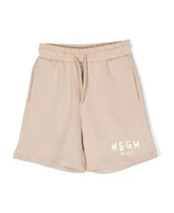 MSGM Light Beige Cotton Shorts