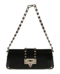 Valentino Garavani Small Clutch | Rockstud | Vitello Spazzolato/plat.studs