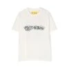 Off-White Crewneck T-shirt With Printed Logo And Floral Motif In White Cotton Girl