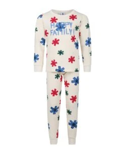 PETIT BATEAU Ivory Pjamas For Kids With Stars