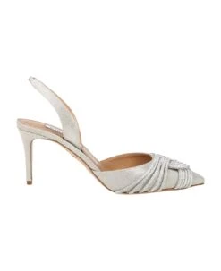 Aquazzura Decollete' In Canvas Metal With Crystals