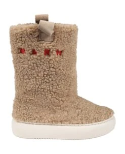 Marni Beige Boots For Kids With Logo