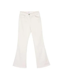 White Flare Jeans With Iride Print