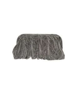 'venus La Grande' Silver-colored Clutch Bag In Fabric With Allover Crystals Woman