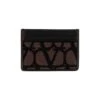 Valentino Garavani Iconographe Toile Card Case With Leather Details
