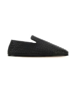 Bottega Veneta Black Nappa Leather Slip Ons