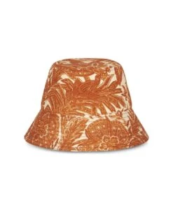 Etro Orange Bucket Hat With Paisley Pattern