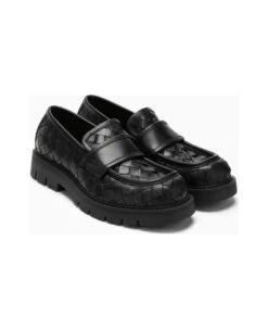 Bottega Veneta Black Intrecciato Haddock Loafer