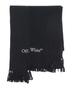 Off-White Asymmetrical Cotton And Cashmere Blend Scarf