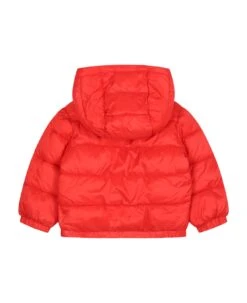 MOSCHINO Red Down Jacket For Babykids With Teddy Bear And Logo -Italist Store 738d785be4db003661b59307a9ecc869