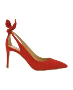 Aquazzura Red Suede Bow Tie Pump 85 Pumps