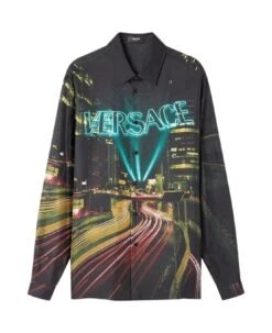 Versace Informal Shirt Light Print Silk Twill