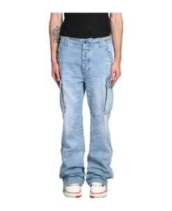 Amiri Pants In Cyan Cotton