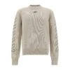 Off-White White Crewneck Sweater With Off Logo And Arrow Motif In Cotton Blend Man