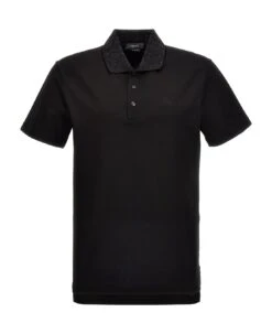 Versace Logo Sequin Polo Shirt