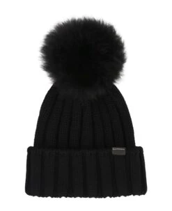 Woolrich Knitted Wool Beanie With Pom-pom