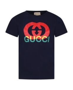 Gucci Blue T-shirt With Gg Print For Kids