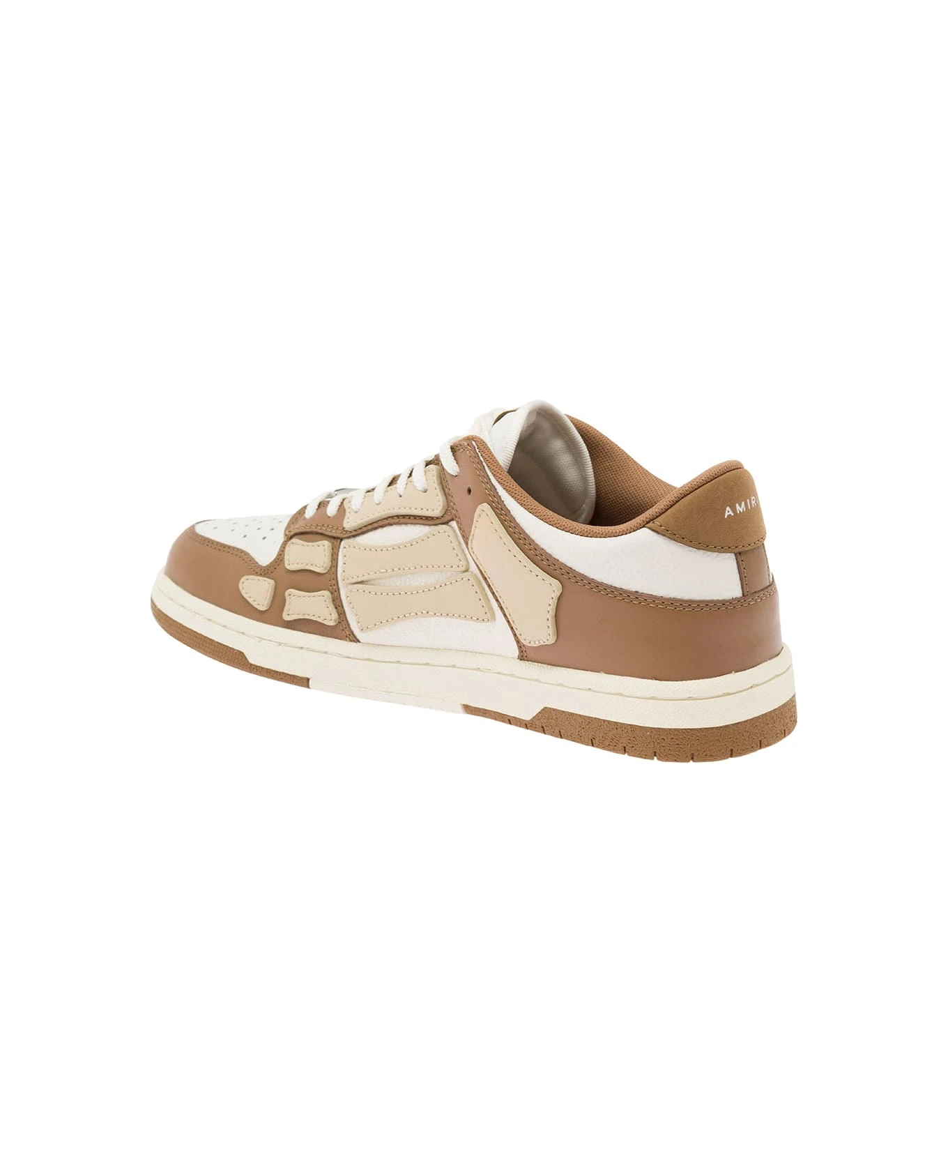 Amiri 'skel Top Low' Brown And Beige Sneakers With Skeleton Patch In Leather Man 3 Amiri 'skel Top Low' Brown And Beige Sneakers With Skeleton Patch In Leather Man - Image 3