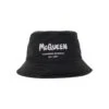Alexander McQueen Black Bucket Hat With Tonal Graffiti Logo In Polyester