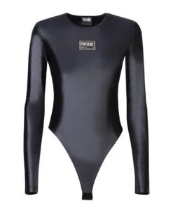 Front Logo Black Bodysuit By Versace Jeans Couture
