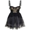 Philosophy Di Lorenzo Serafini Mini Black Flounced Dress With Bow Detail In Lace And Tulle Woman