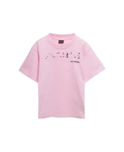 Balenciaga Pink 'hand Drawn' Short-sleeved T-.shirt In Vintrage Jersey Cotton Girl