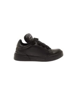 Dolce & Gabbana 'megaskate' Black Padded Low Top Sneakers In Smooth Leather Man