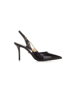 Versace Black "safety Pin" Slingbacks