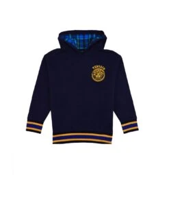 Versace Sweatshirt With Tartan Pattern Hood And Logo Embroidery