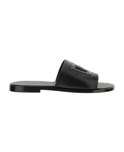 Dolce & Gabbana Leather Slides With Cut-out Detail