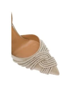 Aquazzura 'gatsby' Silver-colored Slingback Pumps With Rhinestone Detail In Glittery Fabric Woman -Italist Store 896b44442987a407c352561a764e7eab