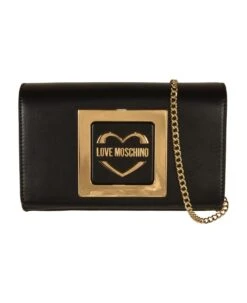 LOVE MOSCHINO Logo Plaque Chain Strap Shoulder Bag