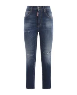 Jeans Dsquared2 "high Waist Cropped Twiggy" In Denim