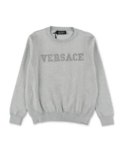 Versace Pullover Argento In Lurex Bambina