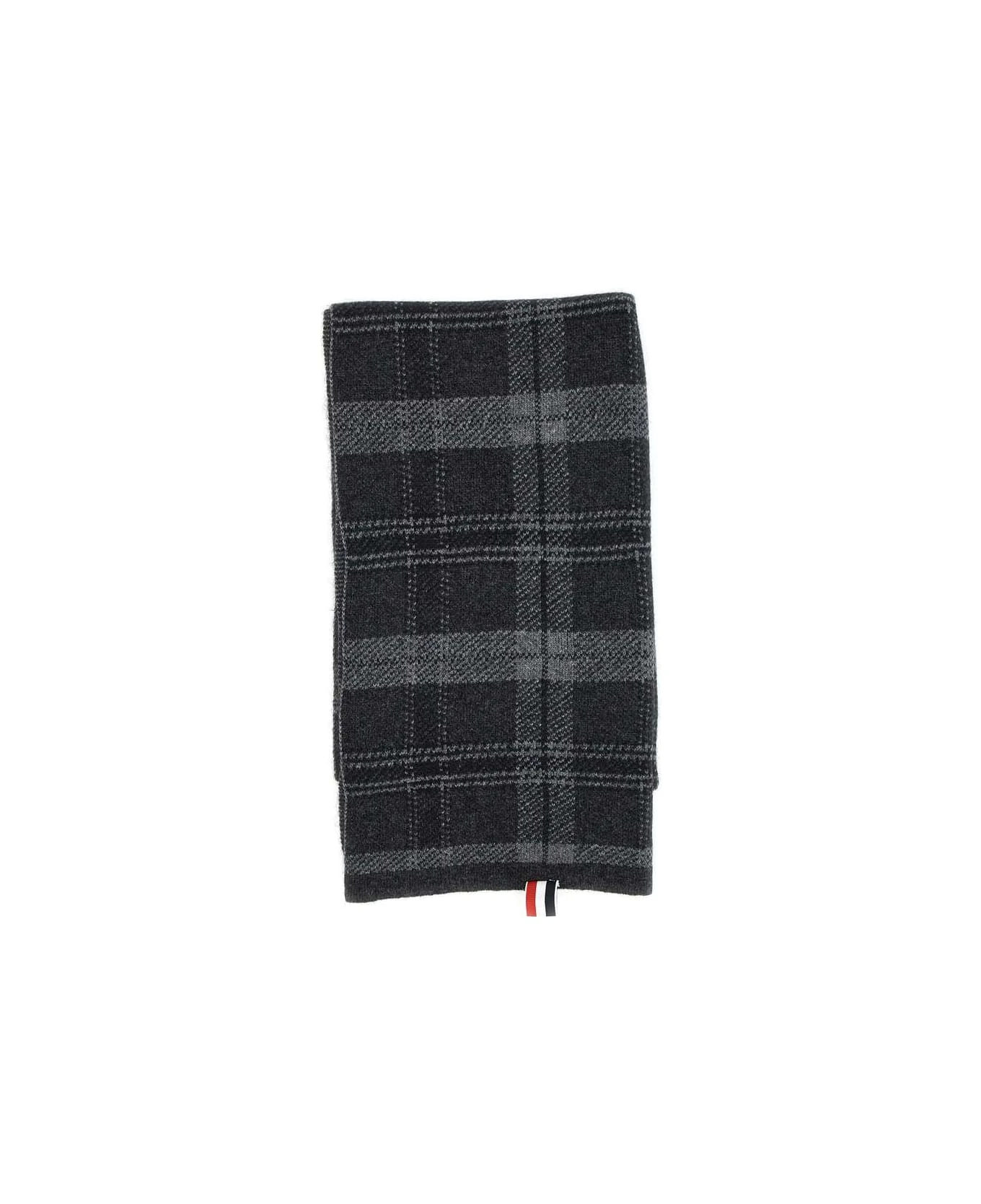 "tb Tartan Jacquard" Wool And Cashmere Scarf 4 "tb Tartan Jacquard" Wool And Cashmere Scarf - Image 4