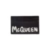 Alexander McQueen Black Card-holder With Graffiti Logo Print In Smooth Leather Man