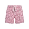 Pink Swim Shorts With Flowers Pattern