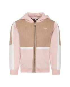 Chloé Beige Cardigan For Girl With Logo