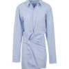 Off-White Stripe Poplin Twist Shirt Dress