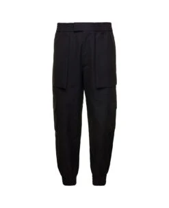 Alexander McQueen Black Cargo Pants With Maxi Patch Pockets In Cotton Man